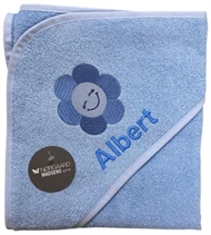 Kapuzenhandtuch mit Namen, Blume, Nørgaard Madsen, Light Blue